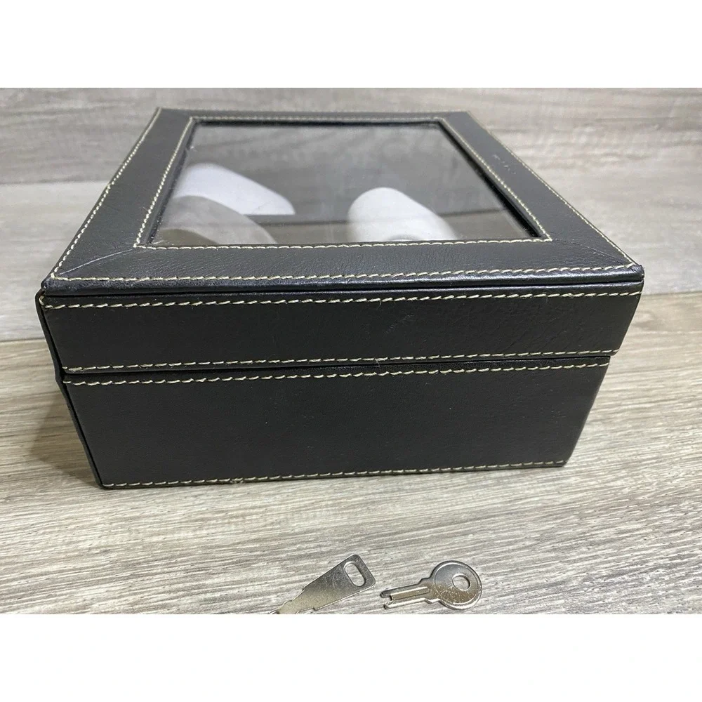 Fossil Watch Display Case Jewelry Box Organizer Storage Container Holder Black
